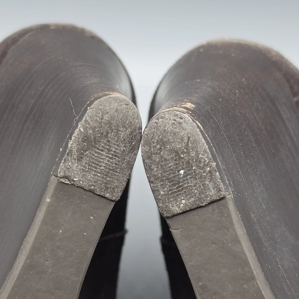 Tory Burch Deanna Booties‎ Womens 10.5 Brown Suede Distressed Wedge Buckles